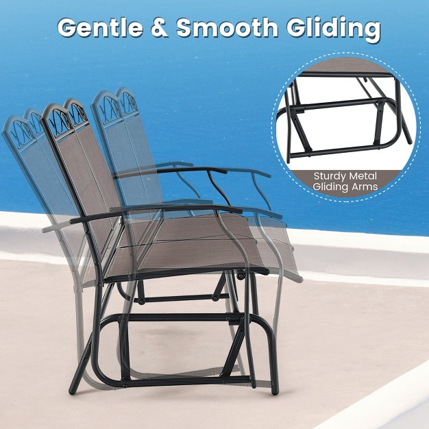 Costway 4pcs Patio Glider Conversation Set Swing Rocking Chair Table Heavy duty Outdoor