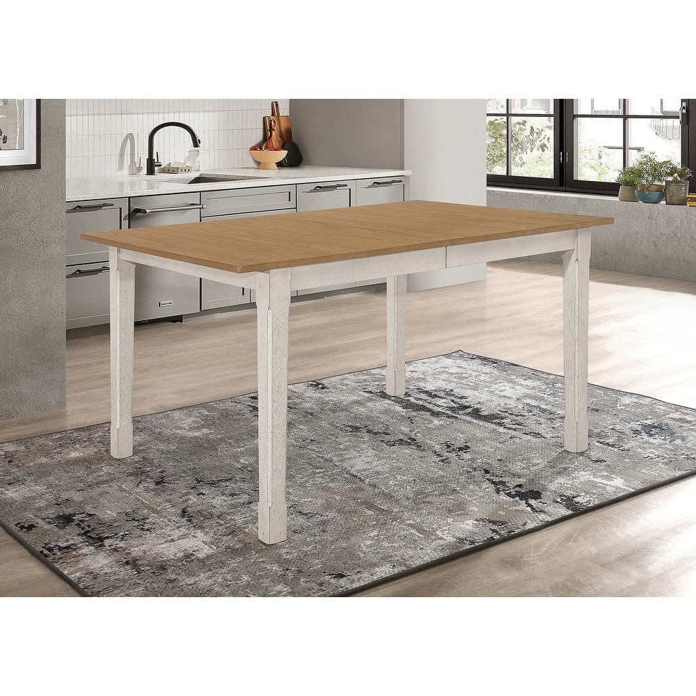 Carlyle Natural and Rustic Off White Dining Table with Extension Leaf