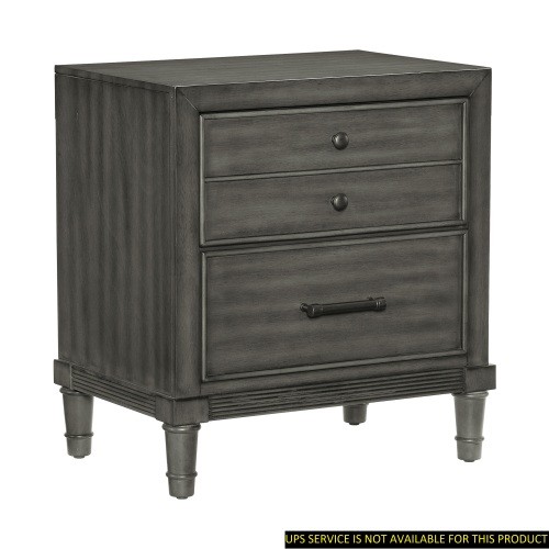 Transitional Style Gray Finish 1pc Nightstand of D...