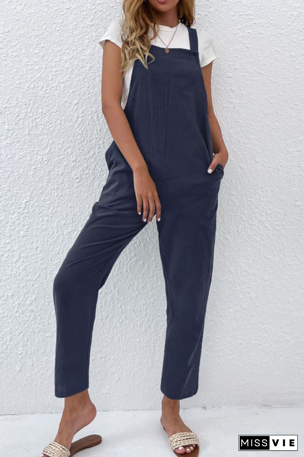 Solid Color Pocket Jumpsuit Wholesale