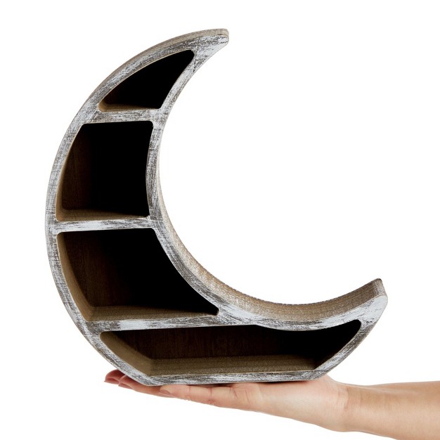 Farmlyn Creek Wooden Crescent Moon Shelf For Oils Crystals Healing Stones 10 X 10 2 X 2 In