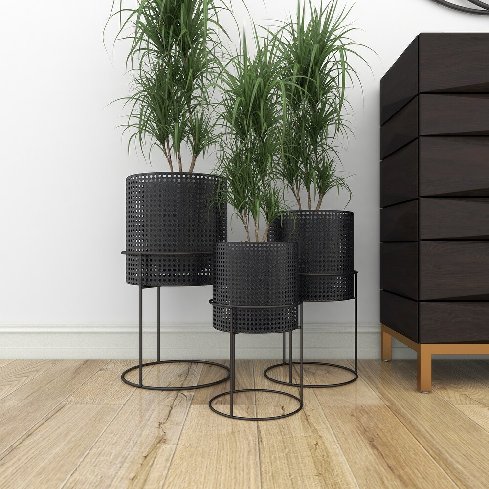 White Black or Gold Basket Style Glam Modern Planter Stands (Set of 3)   S/3 23\