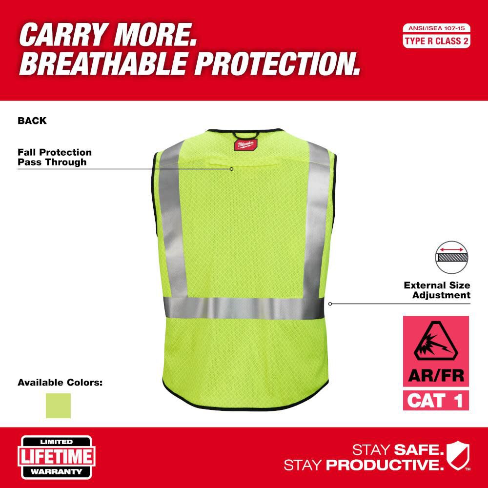 Milwaukee High Vis Safety Vest Class 2 Mesh AR/FR Cat 1 48-73-5201M910 from Milwaukee