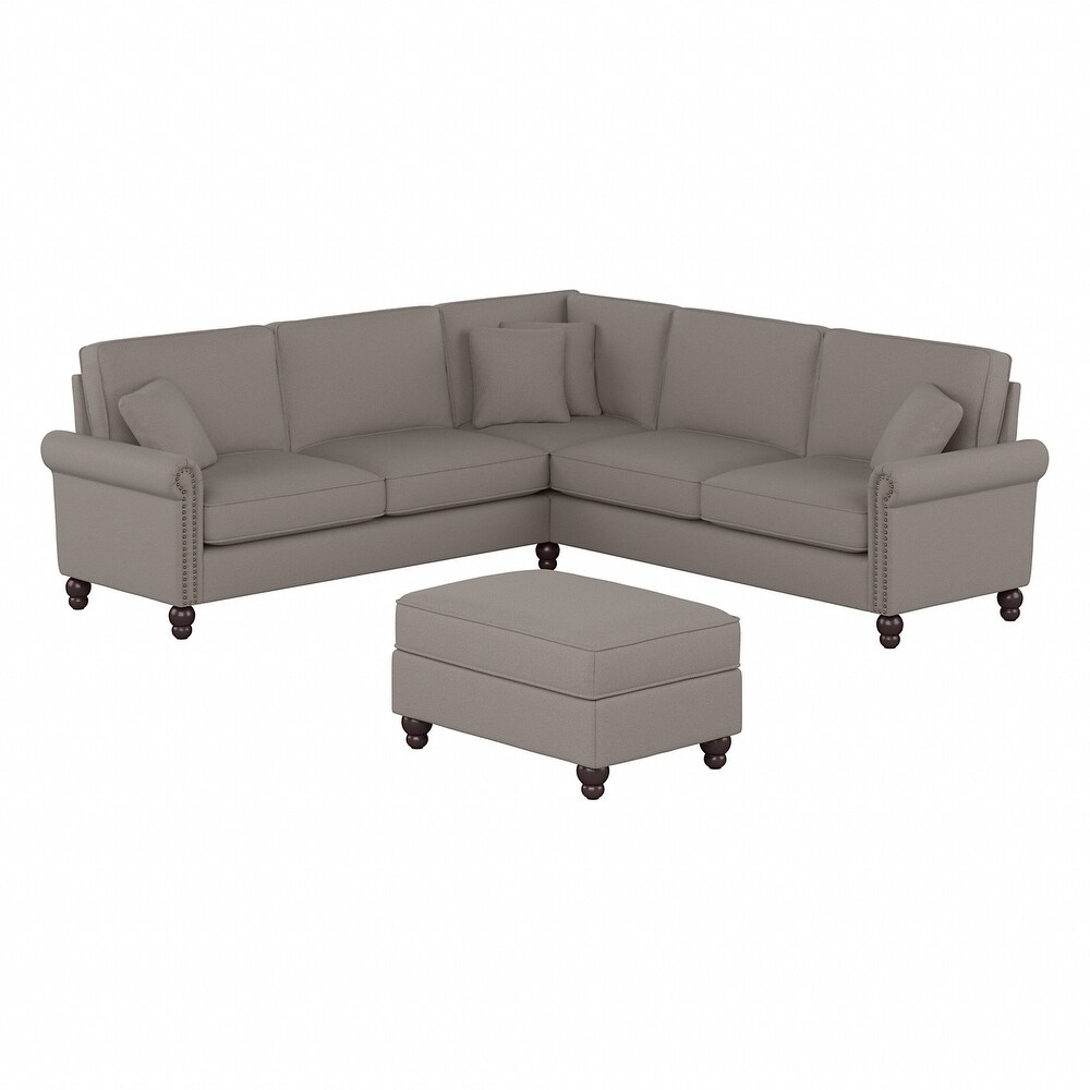 Coventry 99W L Shaped Sectional Couch with Ottoman by Bush Furniture