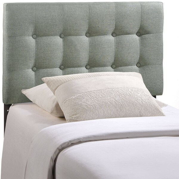 Emily Grey Button-tufted Fabric Twin-size Headboard - - 9278365