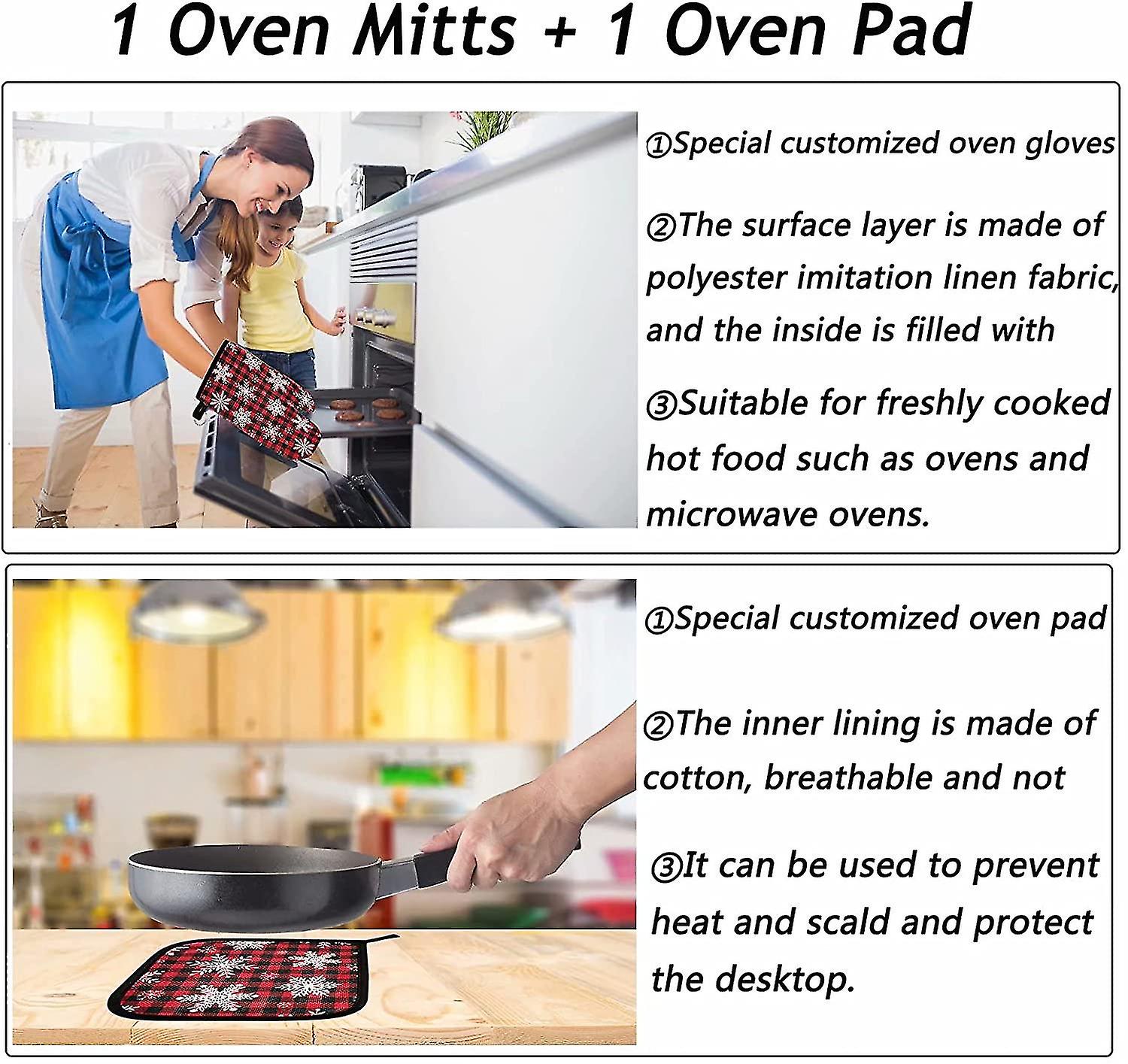 Oven Gloves And Pot Holder Set Heat Resistant Non-slip Winter Oven Gloves Heat Insulation