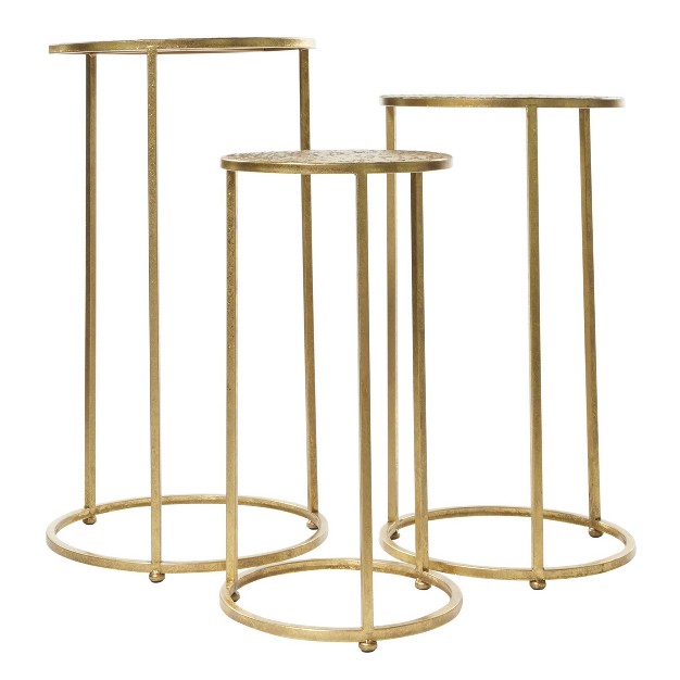 Set Of 3 Glam Metal Accent Tables Gold Olivia amp May