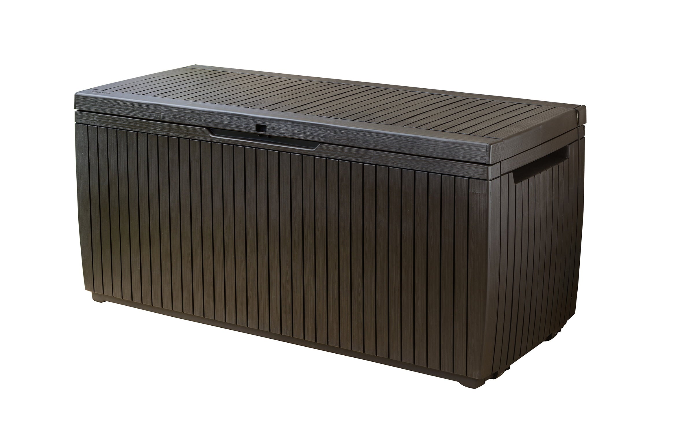 Keter Springwood Patio Outdoor 80 Gallon Plastic and Resin Deck Box, Brown