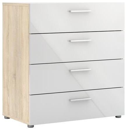 Austin 4 Drawer Chest  Oak Structure/White High Gloss   Contemporary   Accent Chests And Cabinets   by BisonOffice  Houzz