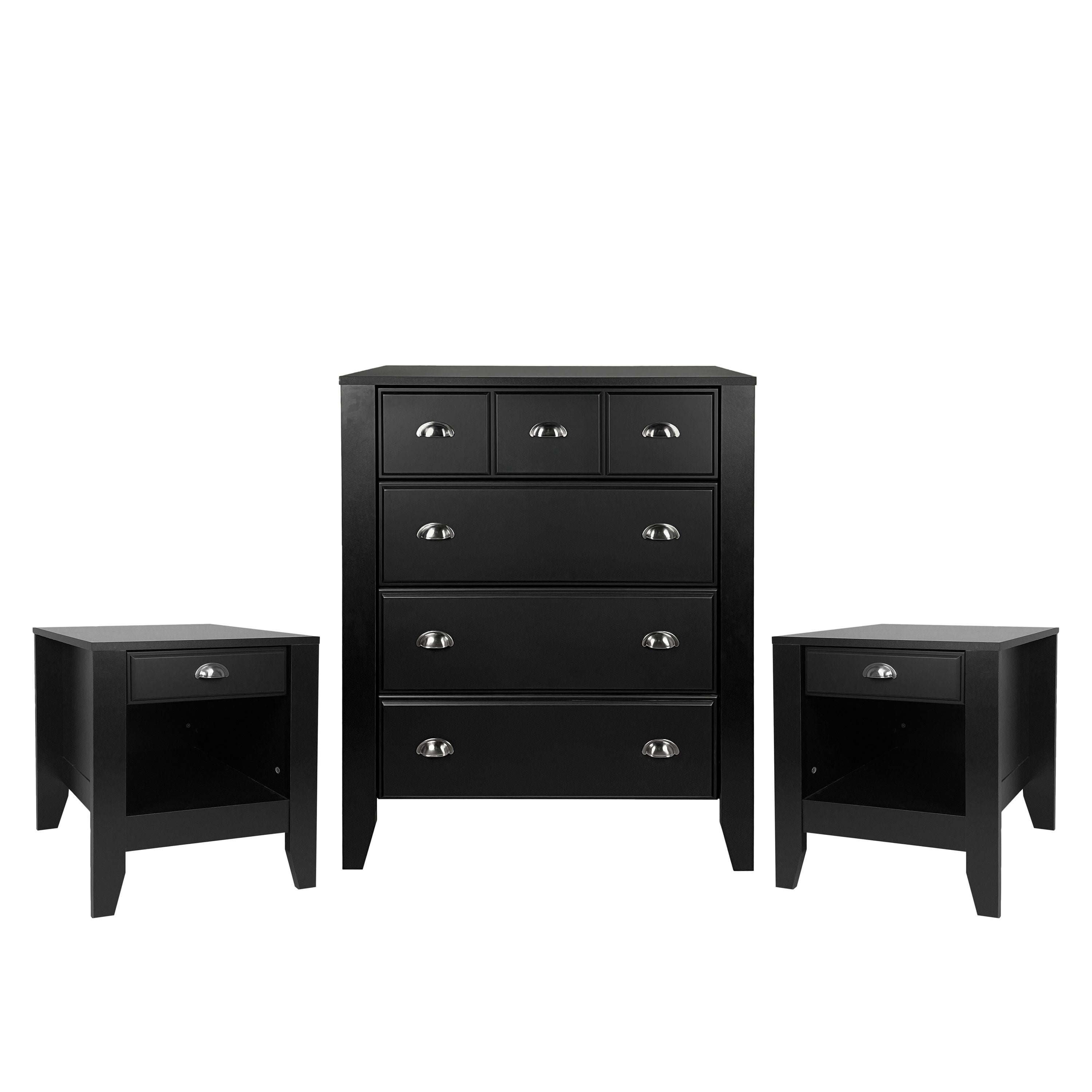 Cleary Contemporary Faux Wood 3 Piece Dresser and Nightstand Bedroom Set