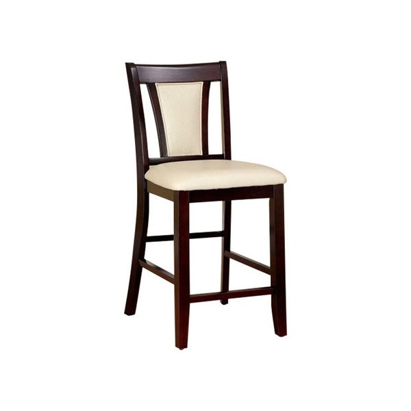 Wooden Side Chair With Padded Ivory Seat and Back， Pack Of 2， Cherry Brown - 19.5