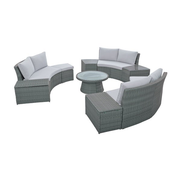 10-Pieces Outdoor Garden Patio Furniture Sets for 8， Sectional Sofa Sets for Patio， Porch， Backyard， Balcony， Poolside and Garden - Overstock - 37459262