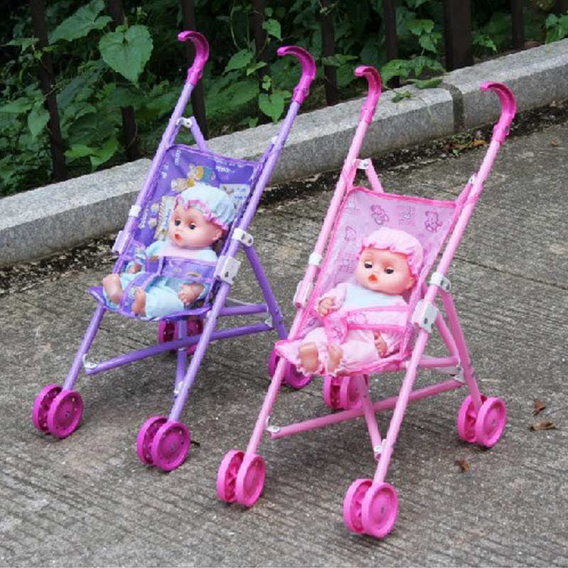 lzndeal Stroller Plastic Children Pram Pushchair Toy Play Set for Garden Outdoors Supermart Safe Baby Dolls Carriages