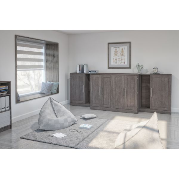 Bestar Pur by Bestar Full Cabinet Bed with Two Storage Units - Bark Gray