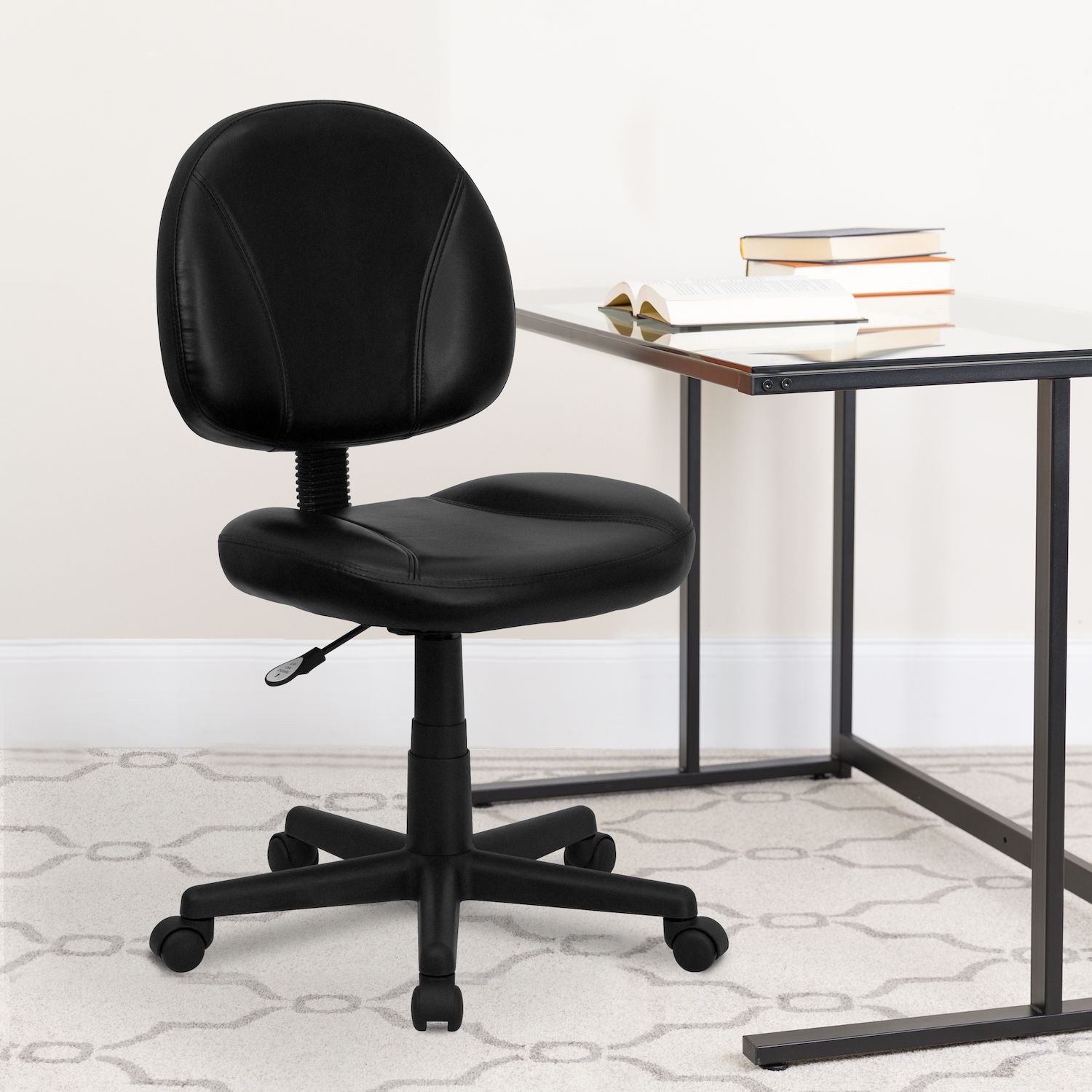 Emma and Oliver Mid-Back Black LeatherSoft Ergonomic Task Office Chair - Back Depth Adjustment