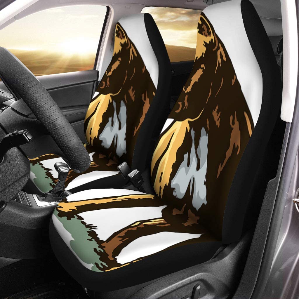 ZHANZZK Set of 2 Car Seat Covers Dog of Pit Bull Domestic Painting Pets Terrier Universal Auto Front Seats Protector Fits for Car，SUV Sedan，Truck