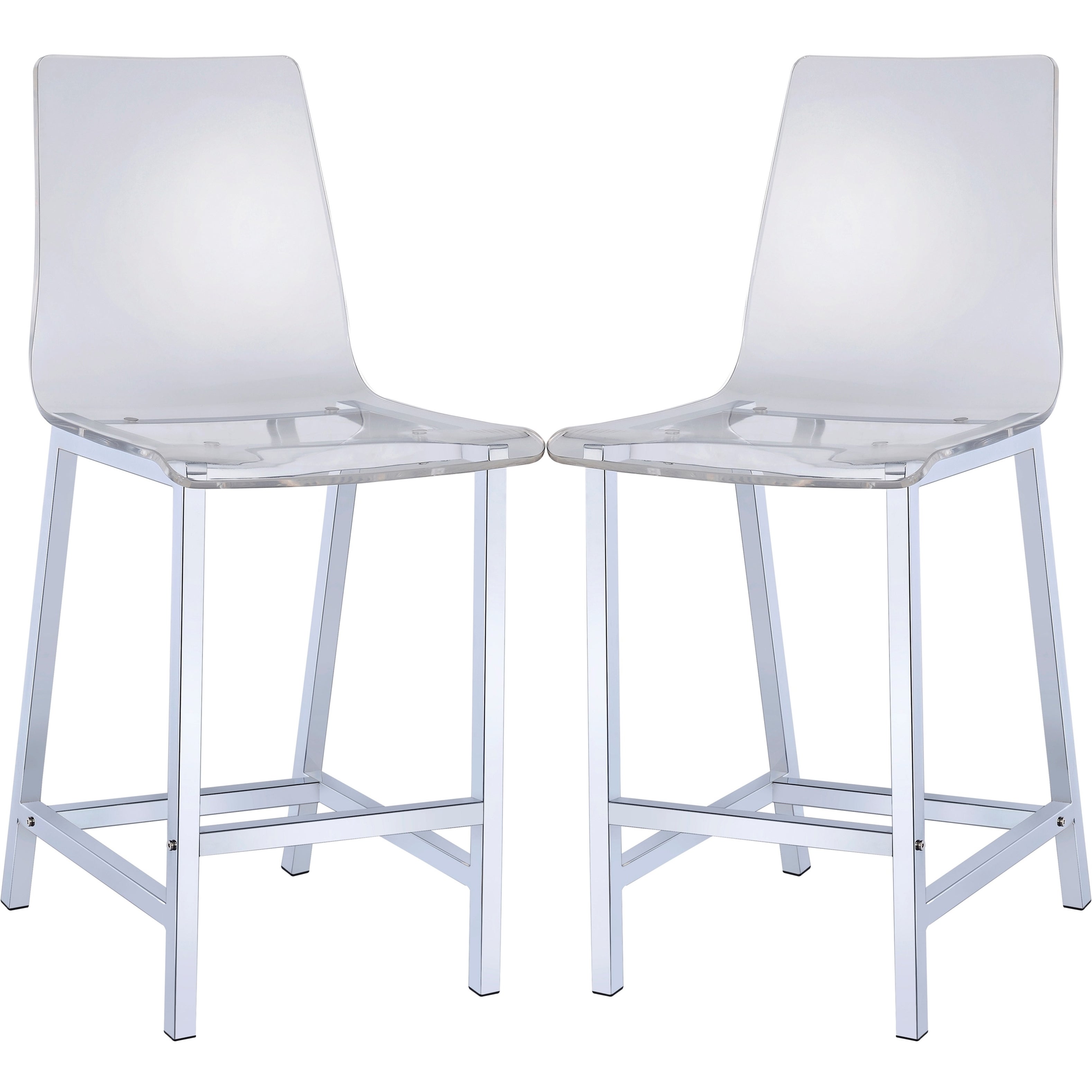 Sleek Design Clear Acrylic with Chrome Base Counter Height Dining Stools (Set of 2)