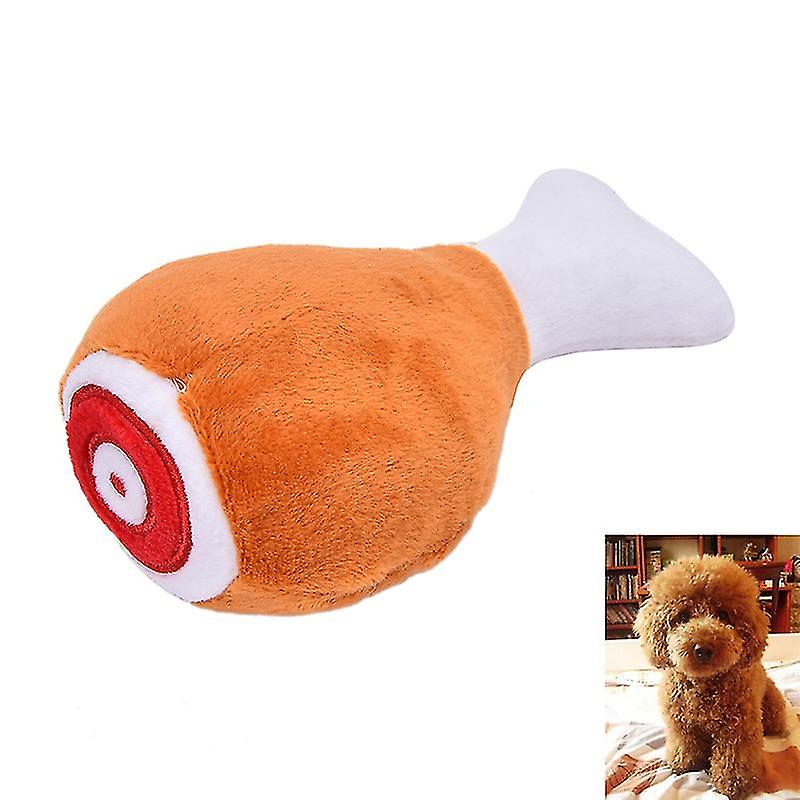 1pc Drumstick Chew Play Toy Pet Dog Cat Squeaker Squeaky Plush Sound Chicken Leg