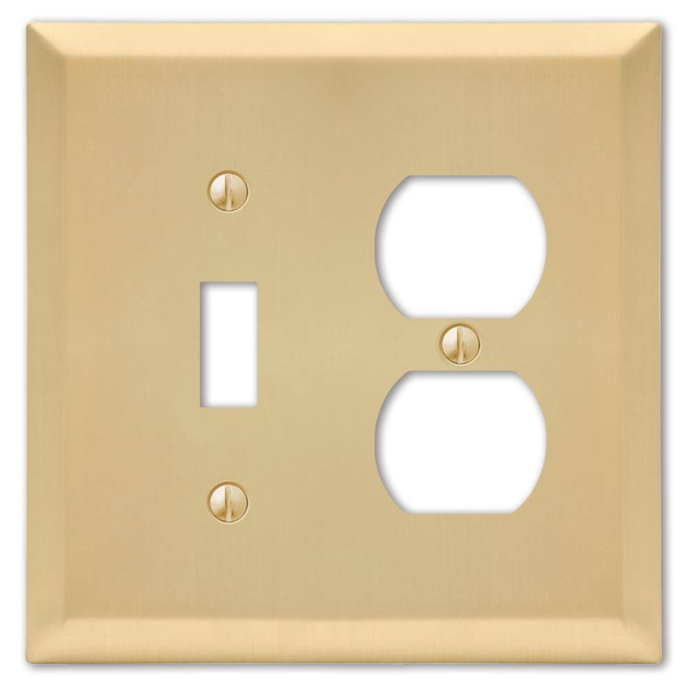 AMERELLE Metallic 2 Gang 1-Toggle and 1-Duplex Steel Wall Plate - Satin Brass 163TDSB