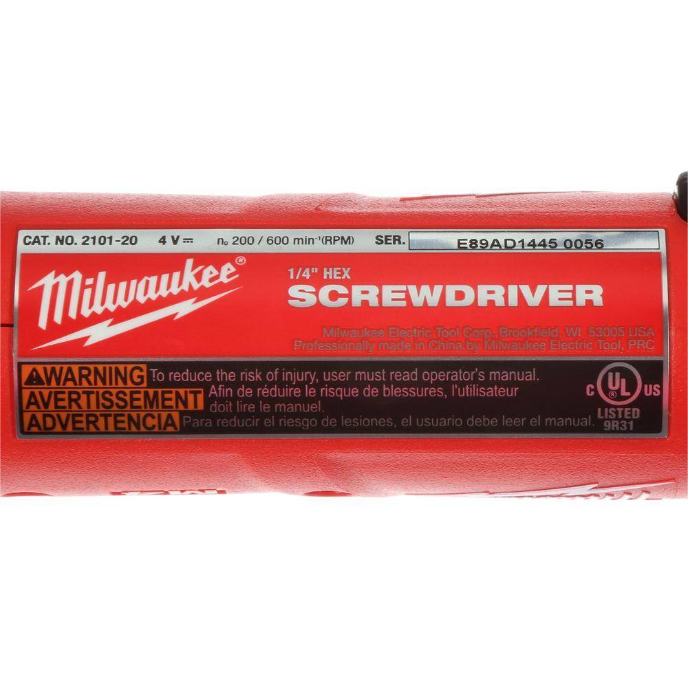 MW M4 4V Lithium-Ion Cordless 14 in. Hex Screwdriver 2-Battery Kit 2101-22