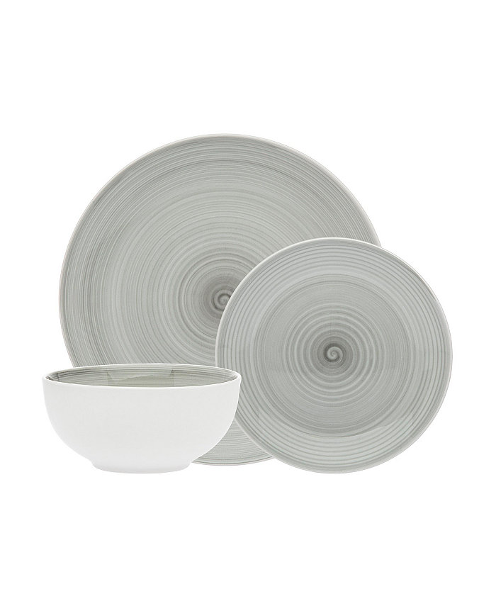 Godinger Spiral Grey 12-PC Porcelain Dinnerware Set