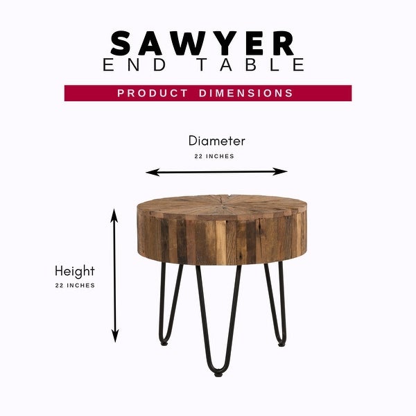 Primo International Sawyer Reclaimed Wood and Iron End Table