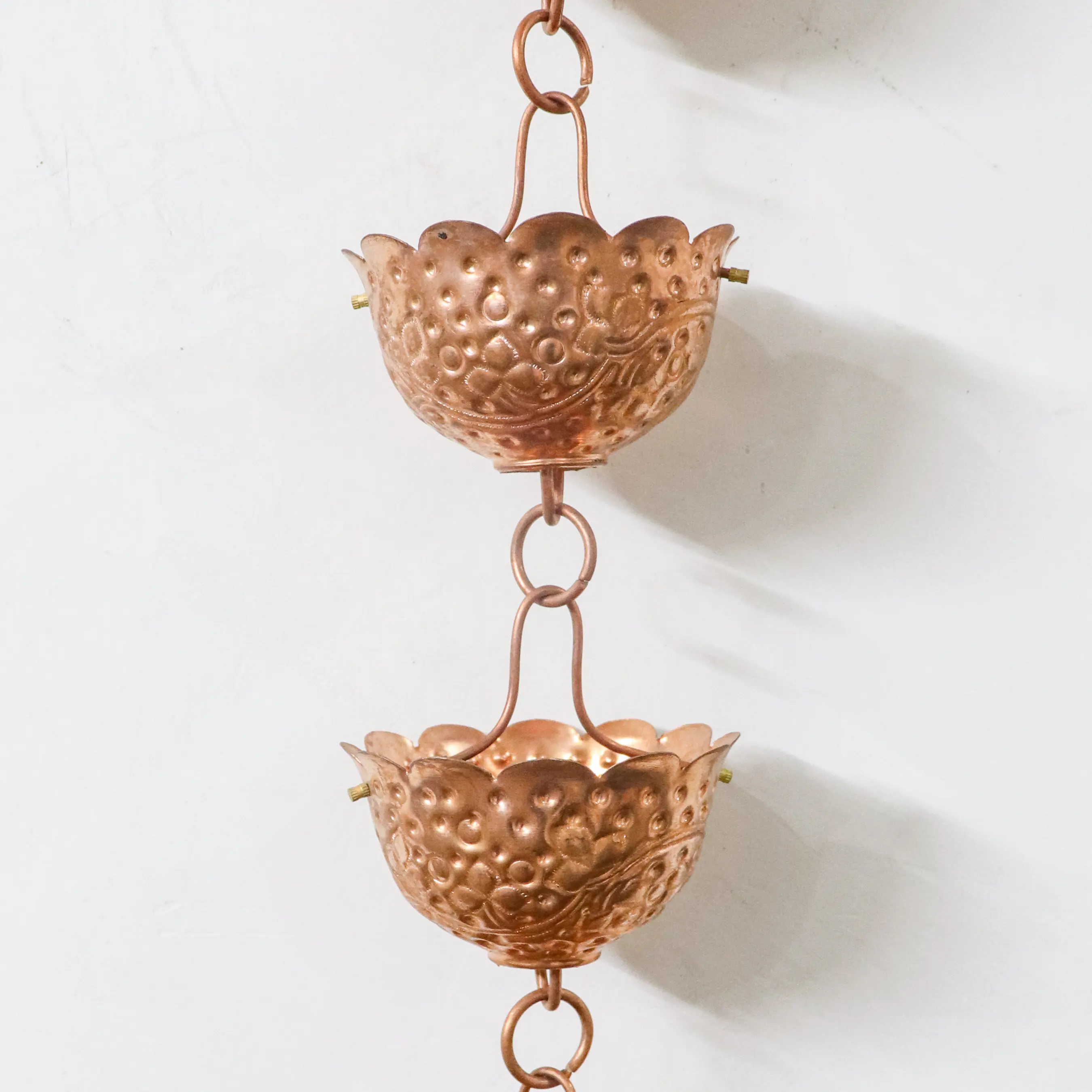 Indoor Outdoor Garden Home Decor Antique Metal Copper Rain chain with multiple pot holder