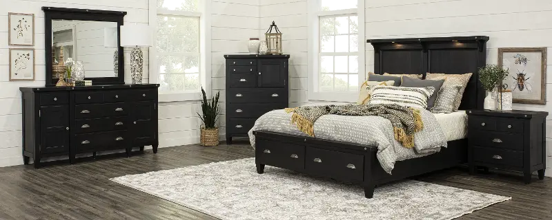 Sierra Obsidian Black 4 Piece King Bedroom Set