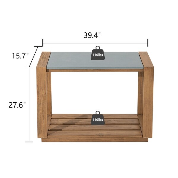 COSIEST Outdoor Pine Wood Rectangular Console Table