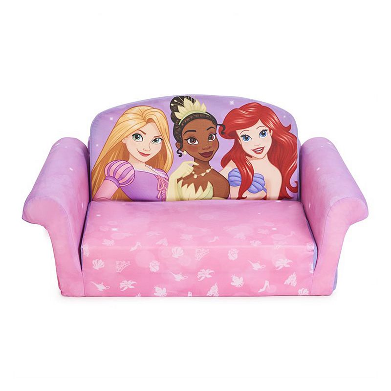 Marshmallow Furniture 2-in-1 Flip Open Couch Kid's Furniture， Disney Princesses