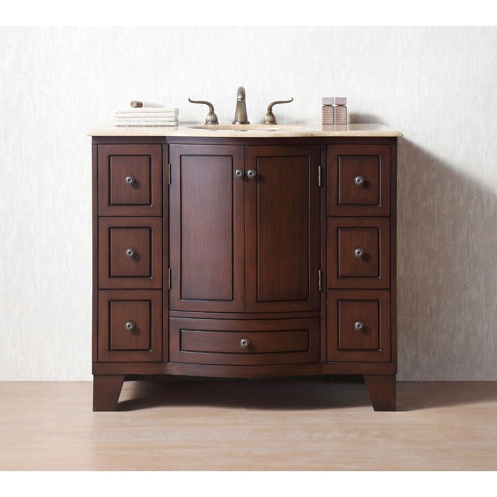 Stufurhome Alandra 40 Inches Dark Cherry Single Sink Bathroom Vanity