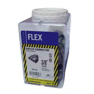 Halex 38 in. Flexible Metal Conduit (FMC) Duplex Connector Standard Fitting (25-Box) 15803B