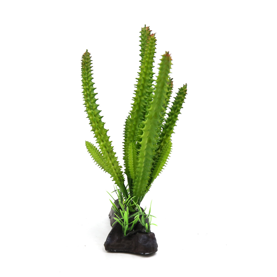 Green Plastic Terrarium Cactus Plant Decor Ornament for Reptiles and Amphibians