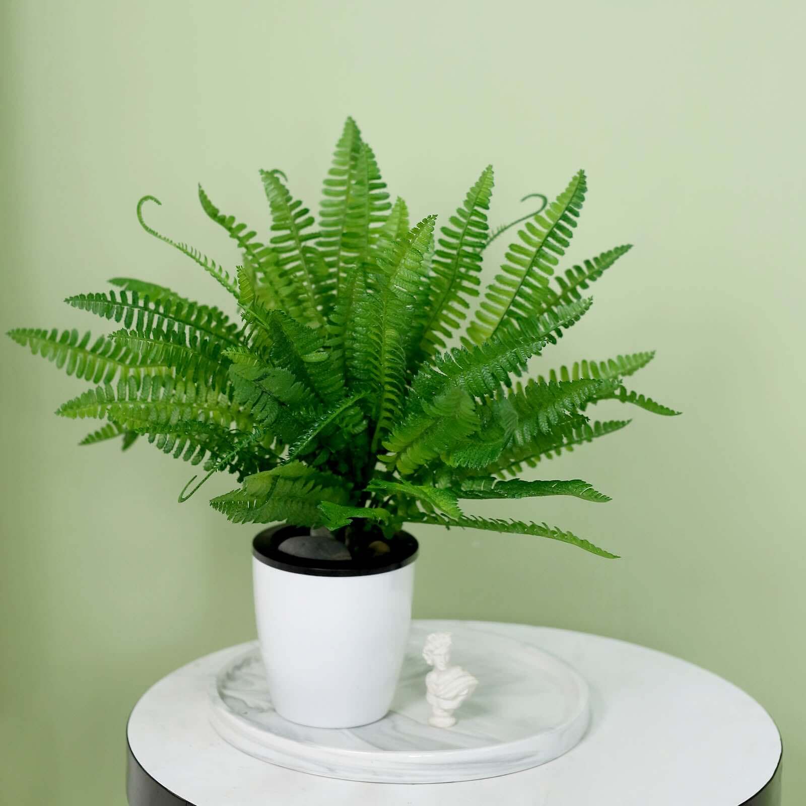 2 Stems Green Artificial Boston Fern Leaf Plant Indoor Faux Spray 18