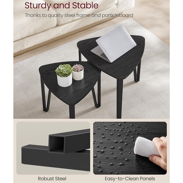 Stacking Side Coffee Tables，Charcoal Gray and Black End Tables