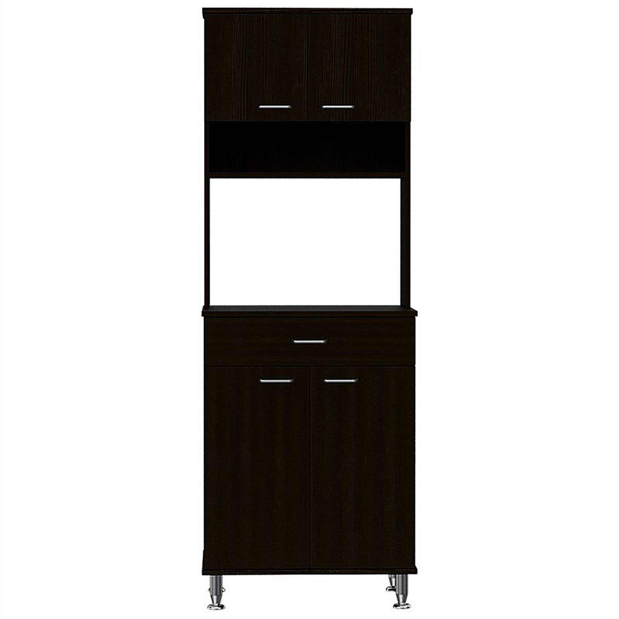 TUHOME a 60 Pantry， Three Shelves， One Drawer， Countertop， Four Legs， Two Double Door Cabinets -White， For Kitchen Room