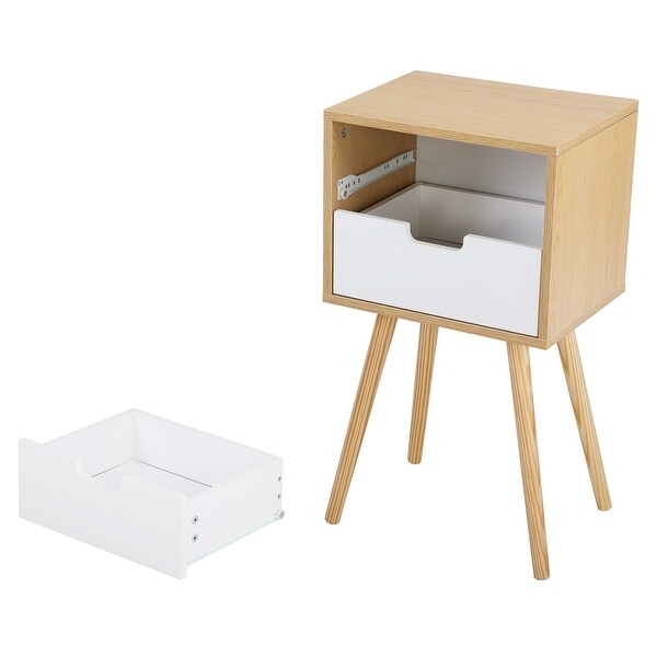 Bedroom Storage Nightstand Shelf with 2 Drawers - - 36298280