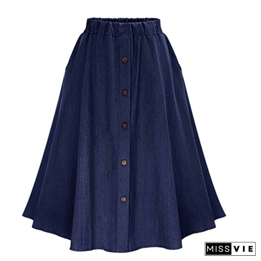 Plain Vintage Buttoned Skirt