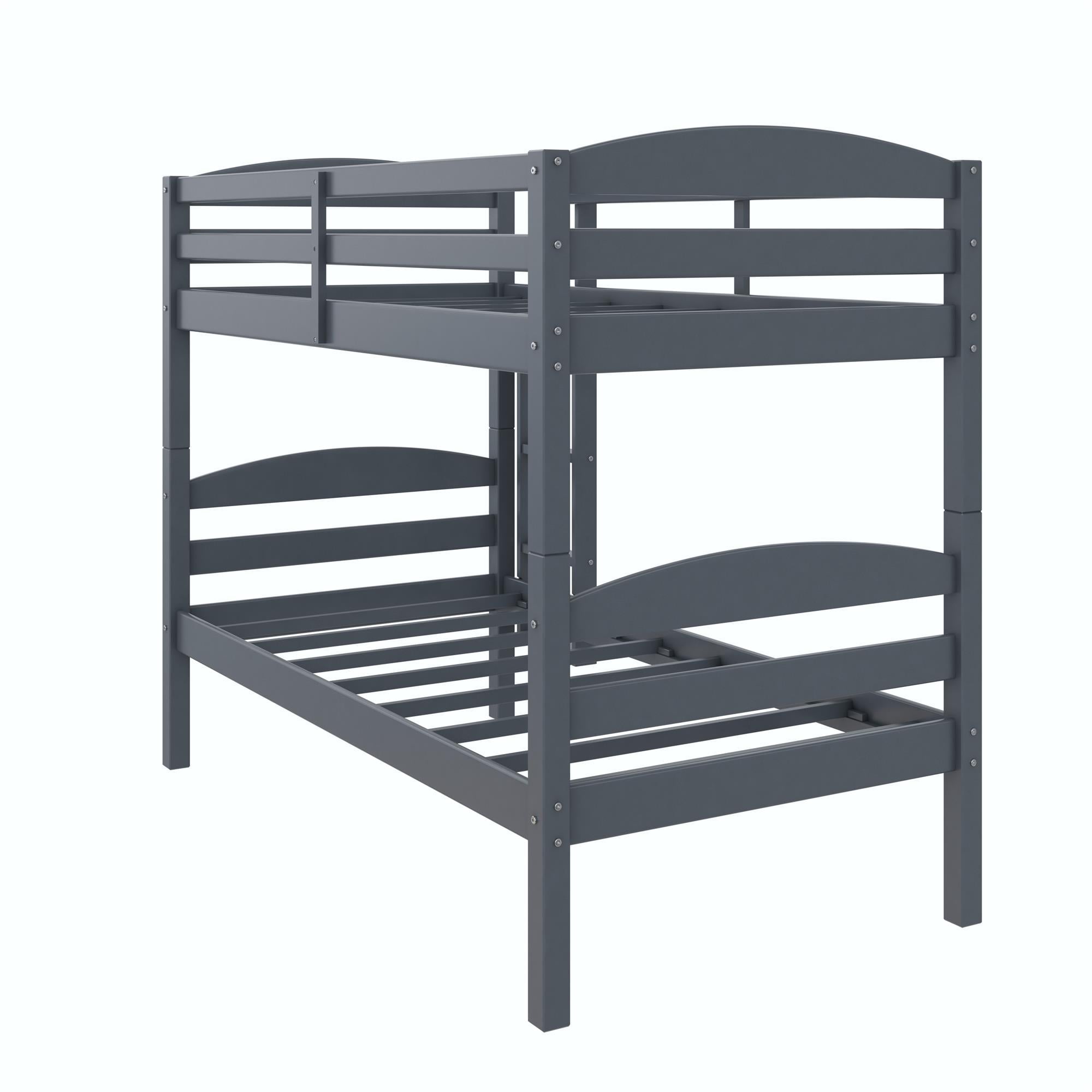 Better Homes & Gardens Leighton Solid Wood Twin-over-Twin Convertible Bunk Bed, Gray