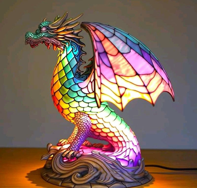 Dragon Stained Glass Table Lamp