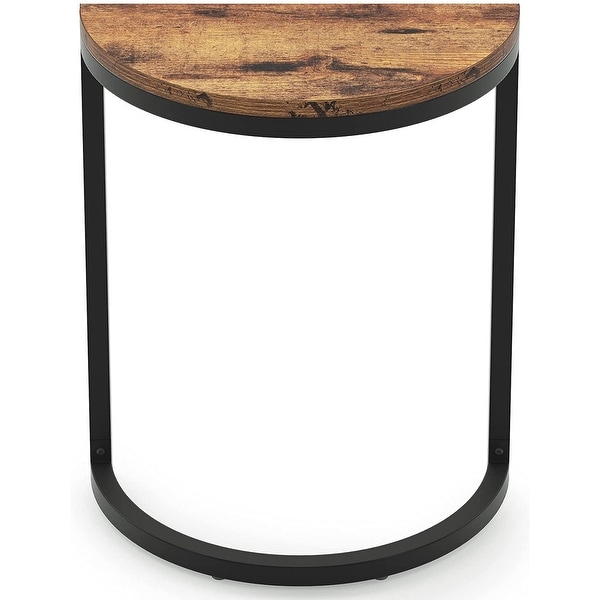 End Table Half Round， Narrow Side Table， Slim C Table for Sofa Couch