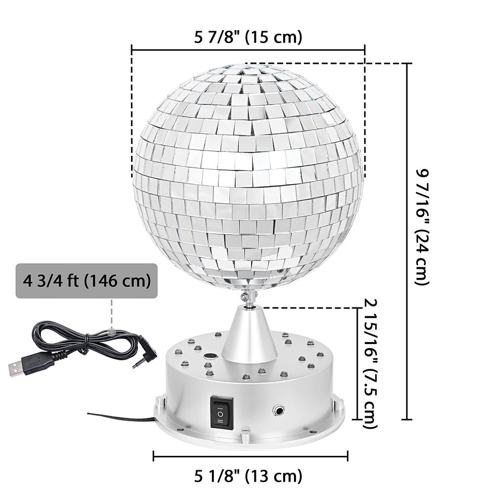 TheLAShop Party Disco Reflective Glass Mirror Ball, 6 inch (with rotating motor stand)