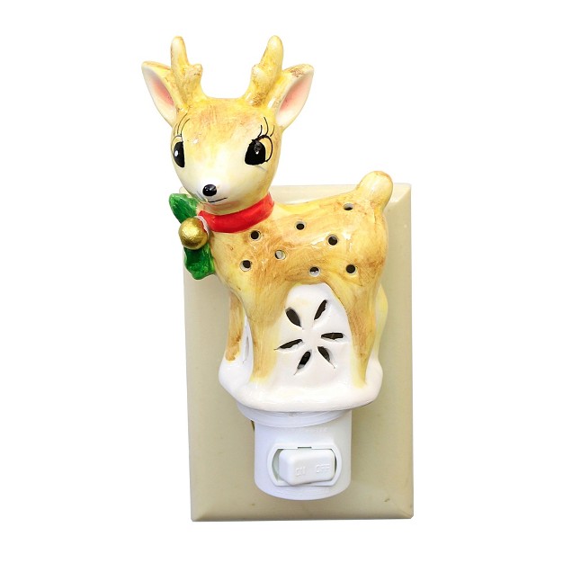 Christmas Deer Night Light One Night Light 6 0 Inches Electric Plug in Mx181440 Ceramic Beige