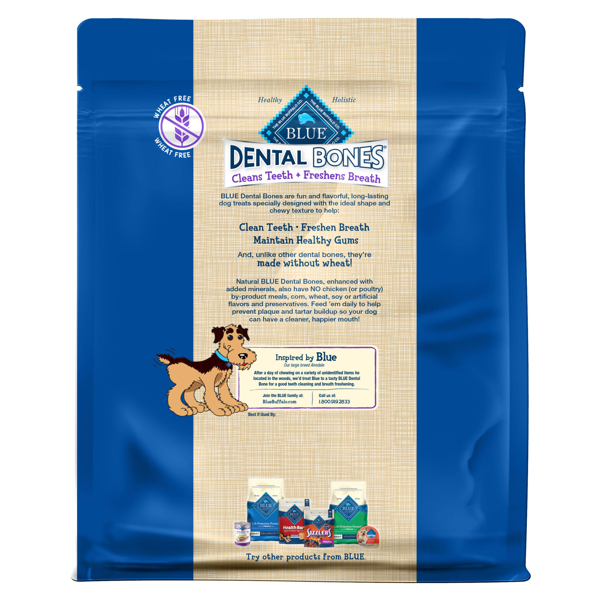 Blue Buffalo Blue Dental Bones Large Size Dog Chews， 36 oz.