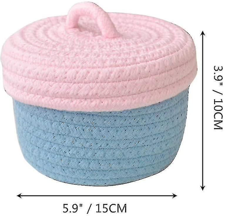 Small Storage Basket With Lid Natural Cotton Rope Storage Box Nursery Organiser Basket For   Toy