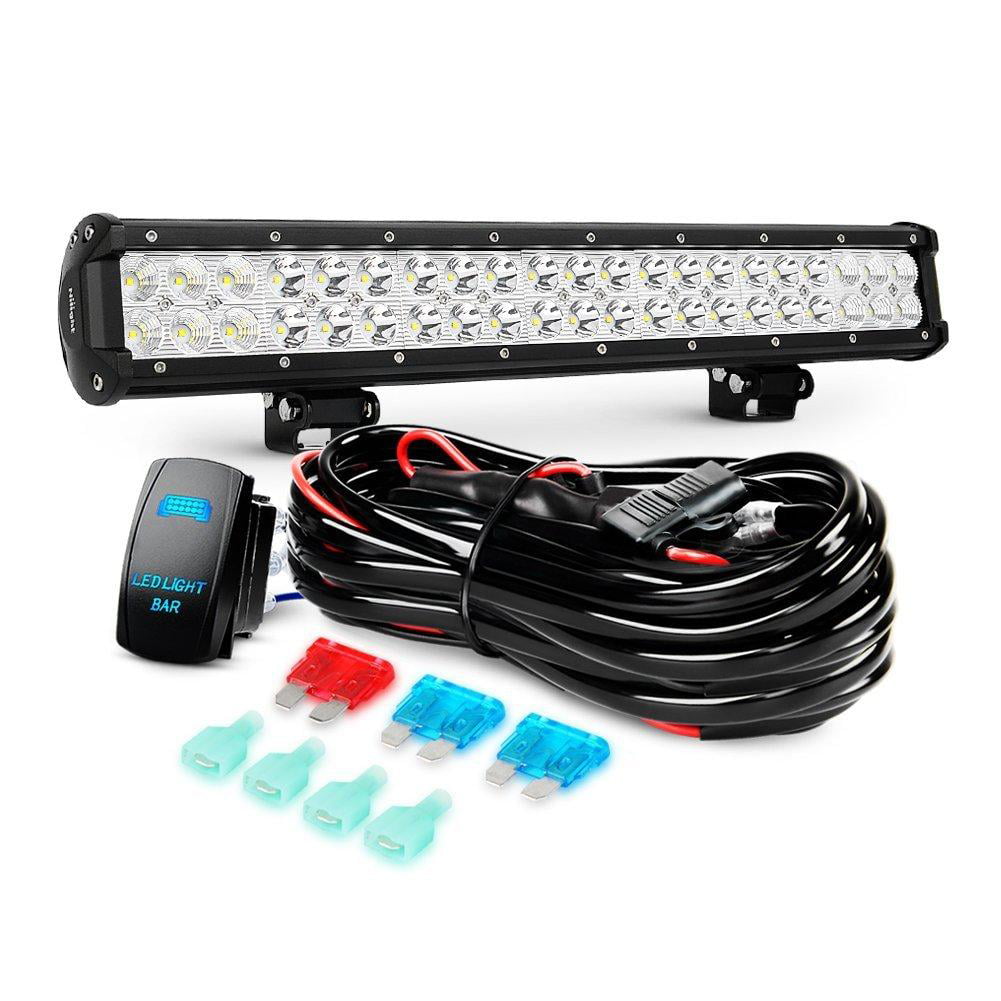 Nilight LED Light Bar 20 Inch 126W Spot Flood Combo Led Off Road Lights 12V 5Pin Rocker Switch LED Light Bar Wiring Harness Kit ， 2 Years Warranty