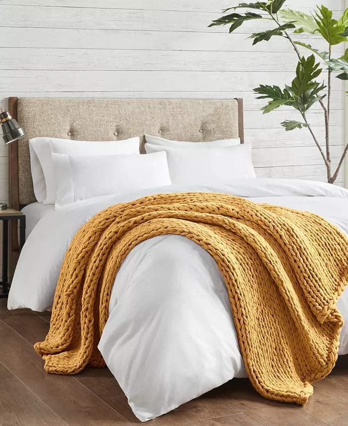 Madison Park Chunky-Knit Handmade Throw， 50