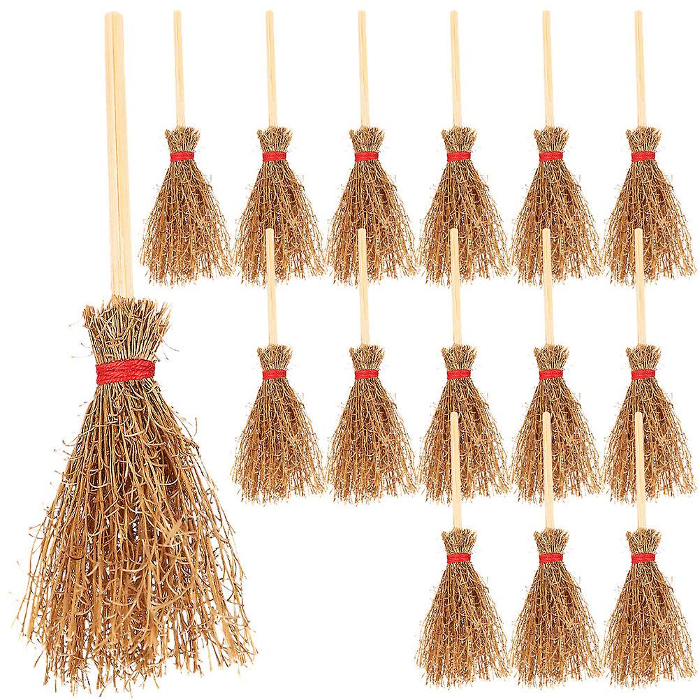 15pcs Doll House Brooms Mini Broom Ornaments Micro Landscape Decoration