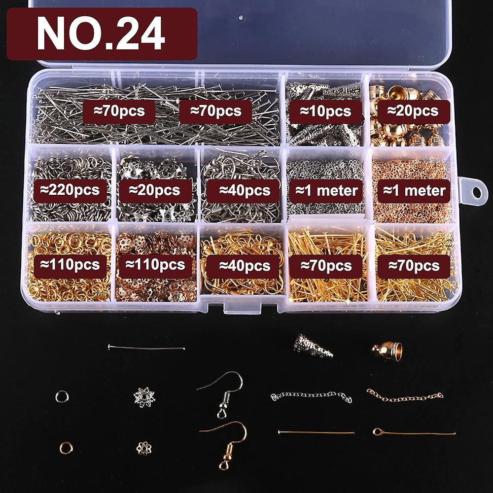 24 Earrings Eardrop Jewelry Making Kit With Plier Jump Rings Findings Diy Making Tools Set No.24