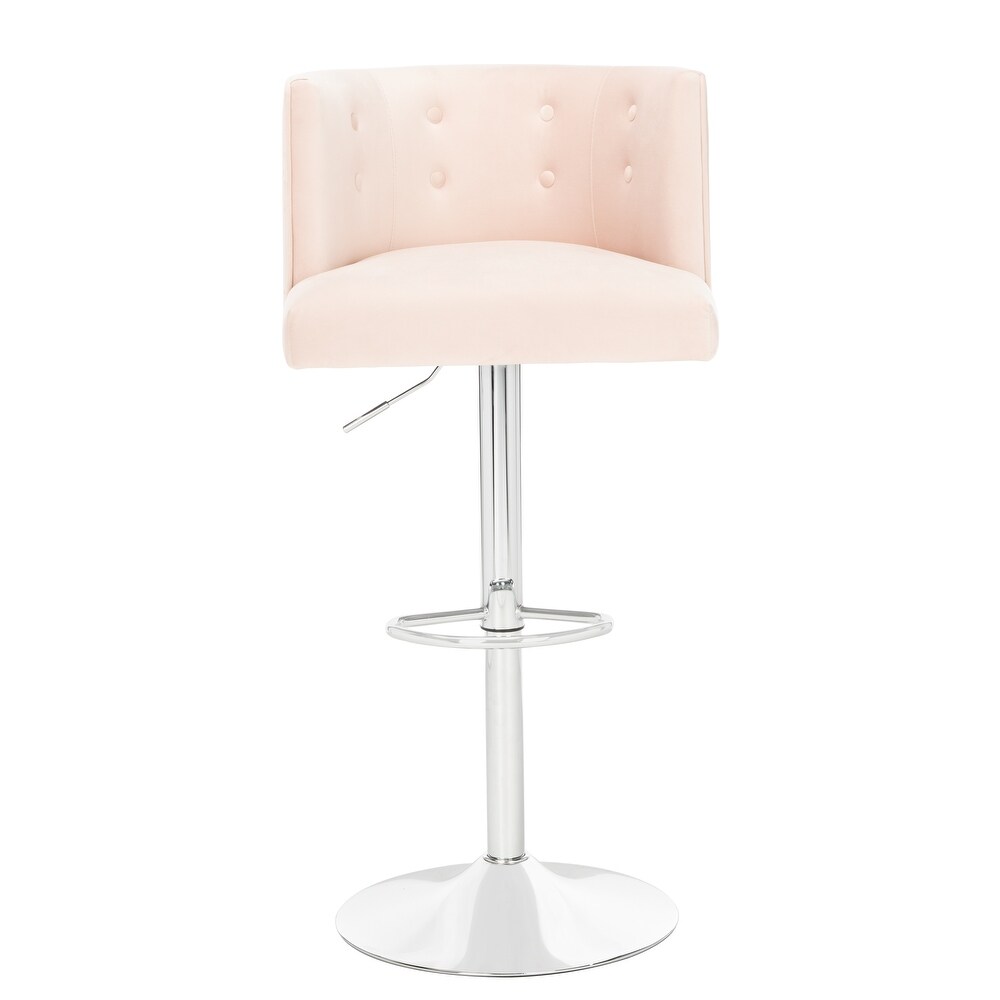 SAFAVIEH Couture Zayna Velvet/ Chrome Adjustable Bar Stool   21.3\